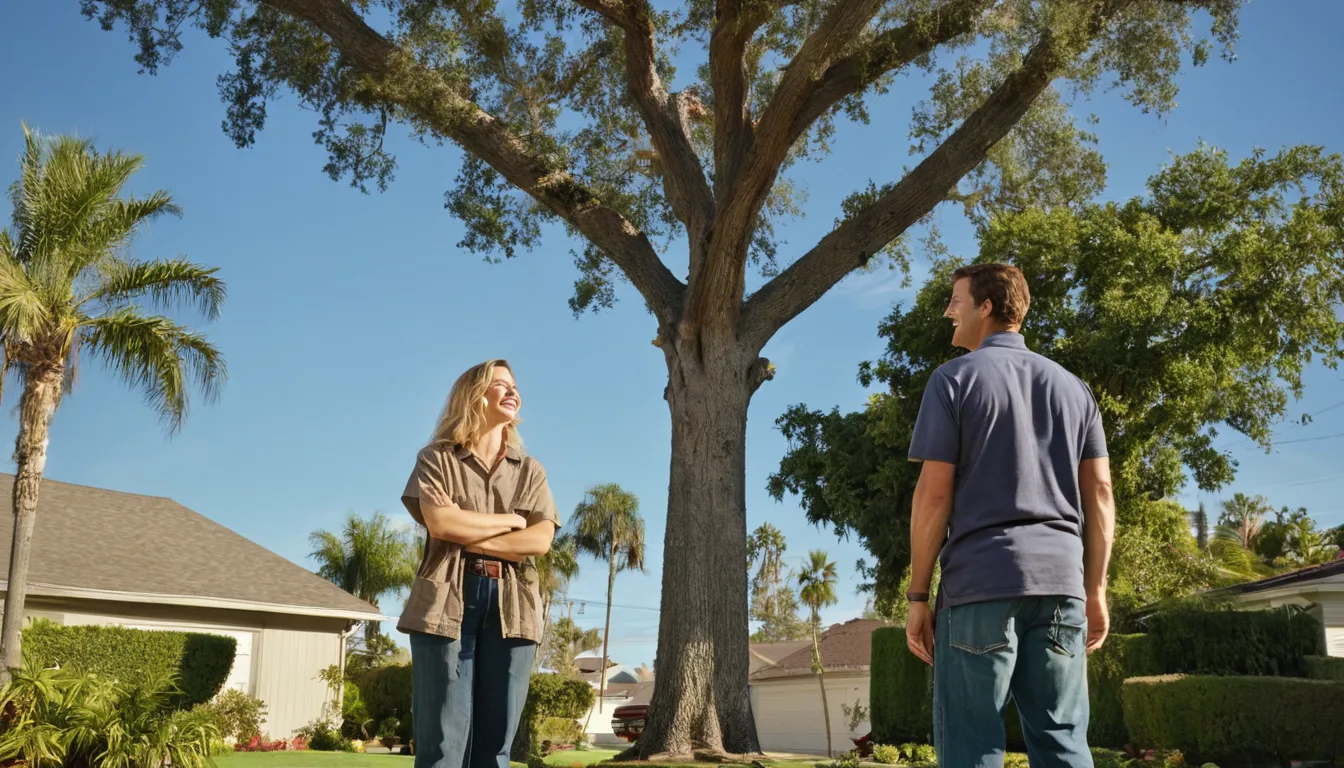 Homeowner talking with a local tree provider in the Temple Terrace area